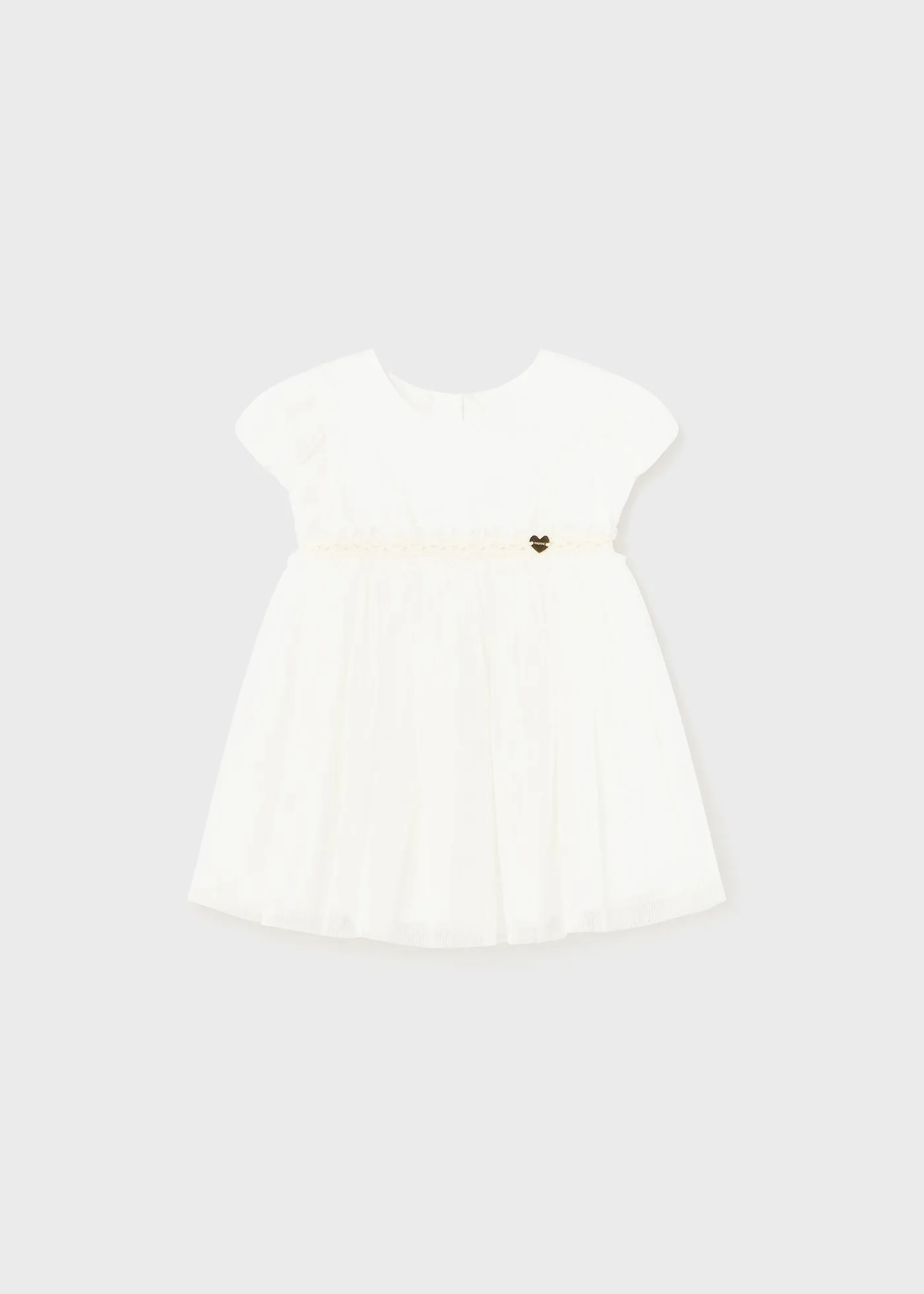 1904 - Pleated tulle dress for baby girl - Natural