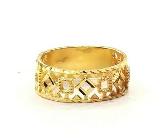 22k Ring Solid Gold Elegant Charm Ladies Pattern Cut Ring Size R2061 mon