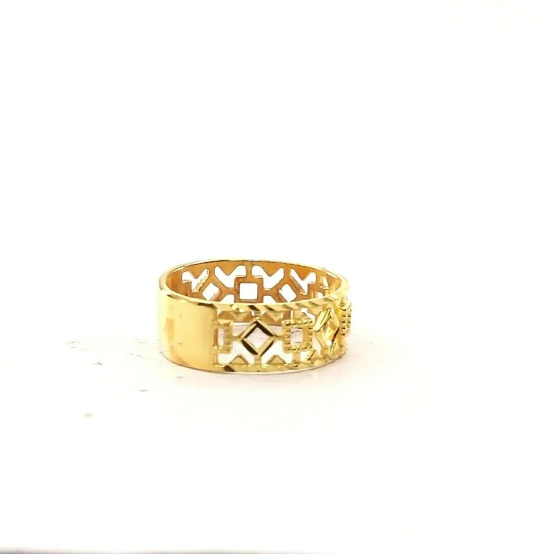 22k Ring Solid Gold Elegant Charm Ladies Pattern Cut Ring Size R2061 mon