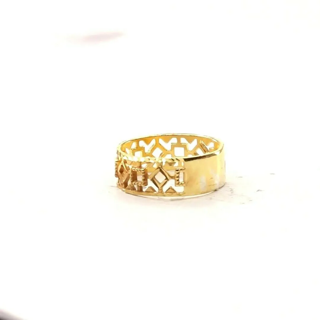 22k Ring Solid Gold Elegant Charm Ladies Pattern Cut Ring Size R2061 mon