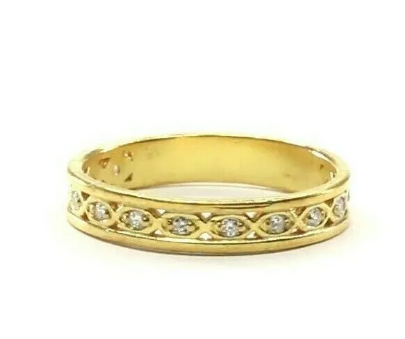 22k Ring Solid Gold ELEGANT Charm Ladies Stone Band SIZE 7 RESIZABLE r2337z