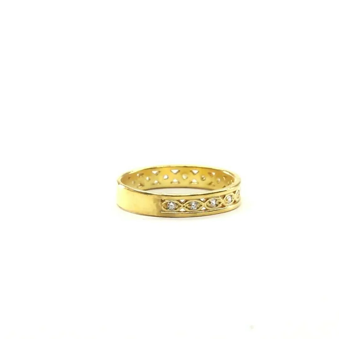 22k Ring Solid Gold ELEGANT Charm Ladies Stone Band SIZE 7 RESIZABLE r2337z