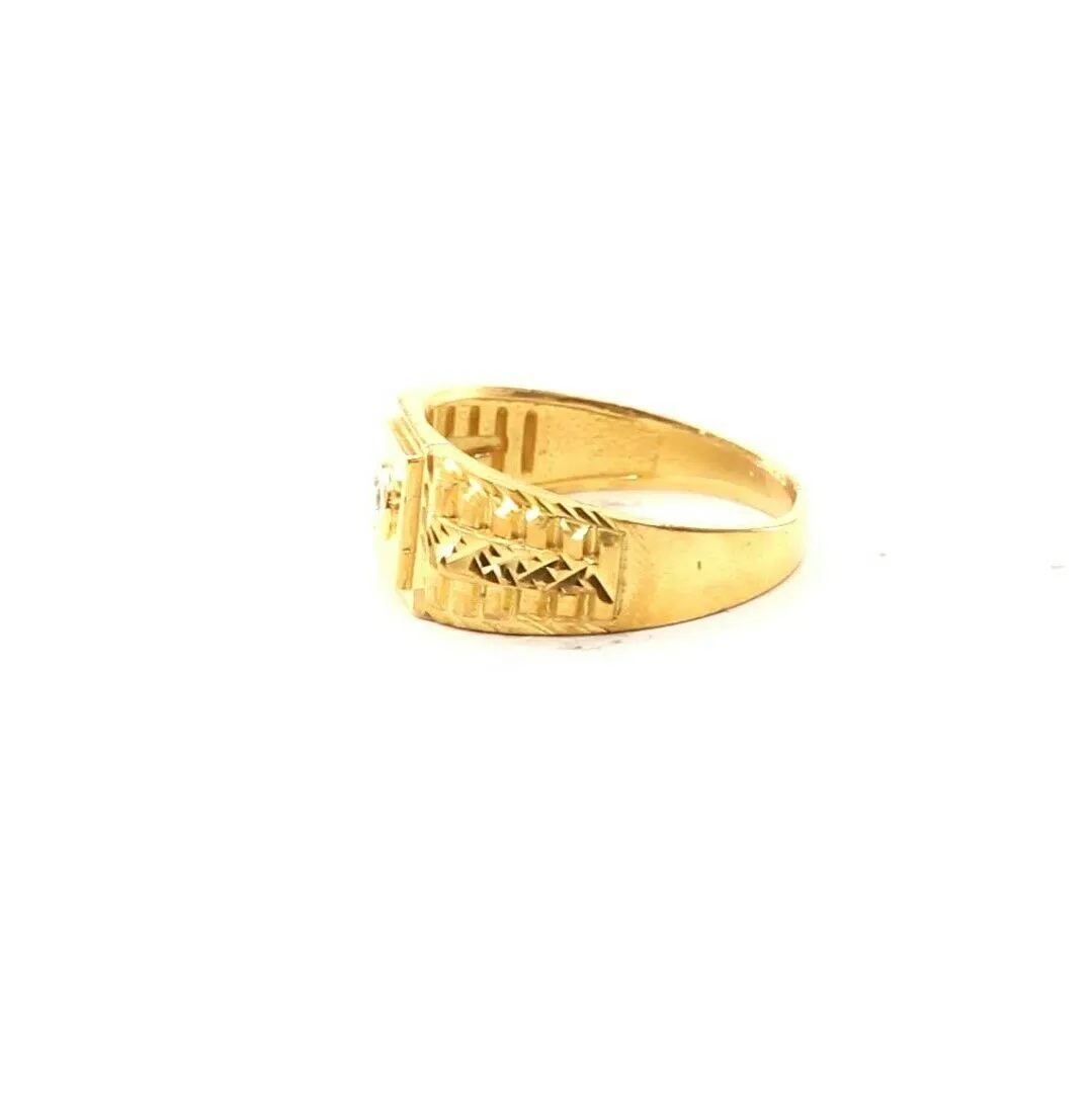 22k Ring Solid Gold Elegant Mens Diamond Cuts Cubic Stone Ring Size R2049 mon