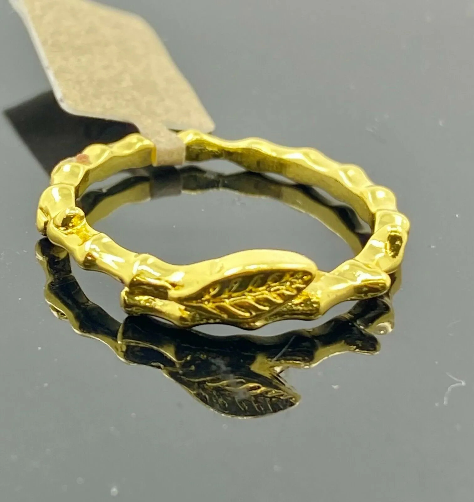 22k Ring Solid Gold ELEGANT Unique Leaf Pattern Ladies Band r2390zz