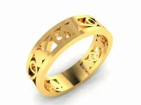 22k Ring Solid Yellow Gold Ladies Jewelry Modern Heart Pattern Insert CGR15