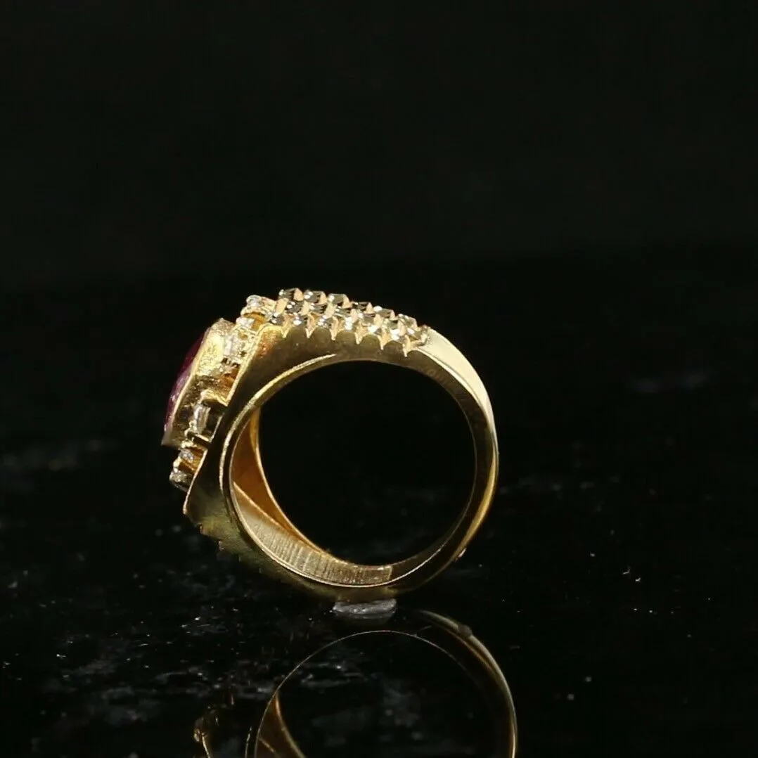 22k Solid Gold ELEGANT Charm Ladies Stone Ring SIZE 7-1/2 RESIZABLE r2181