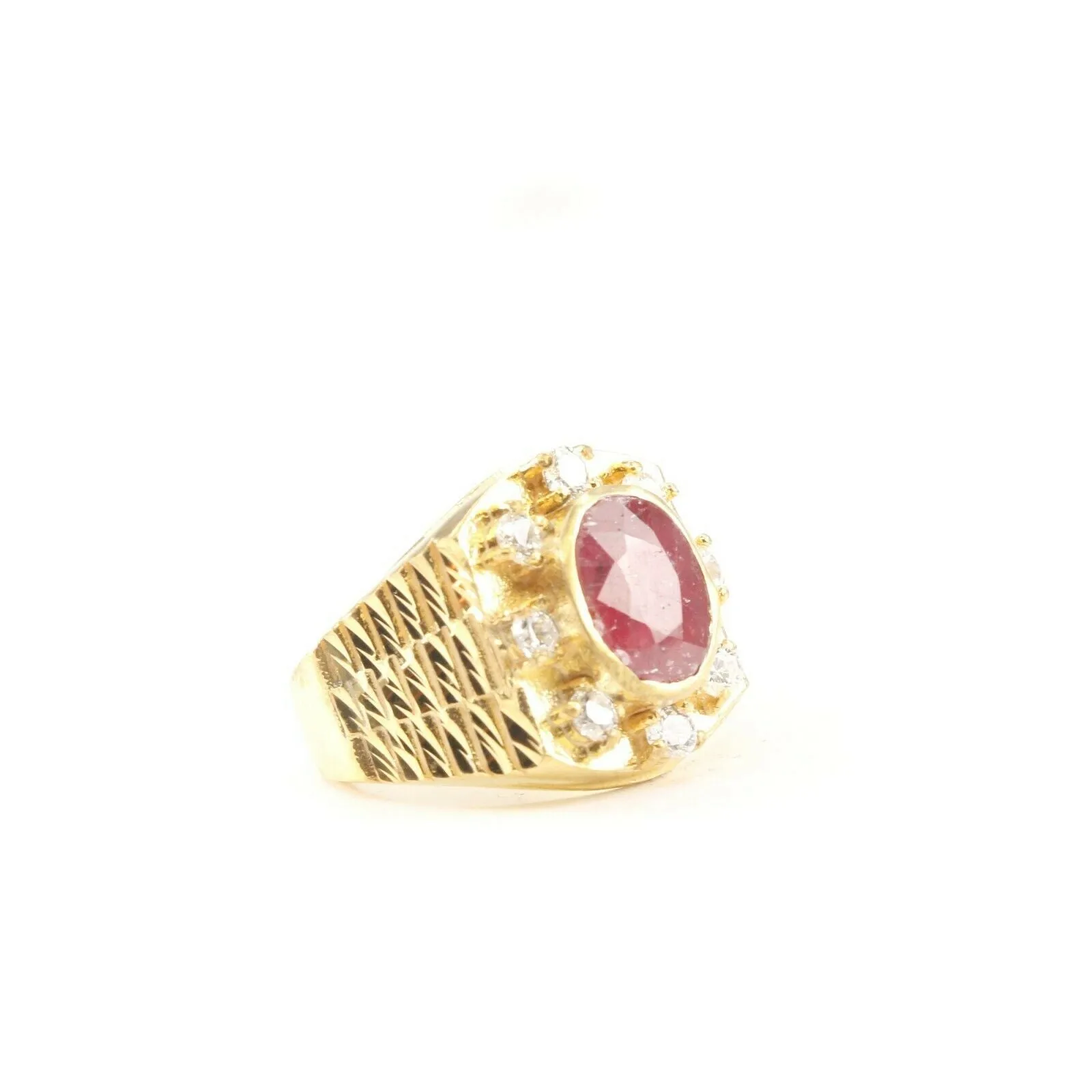 22k Solid Gold ELEGANT Charm Ladies Stone Ring SIZE 7-1/2 RESIZABLE r2181