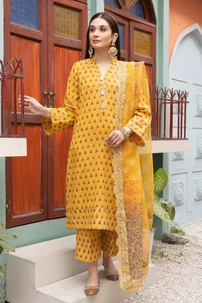 3-Pc Cotton Broshia Shirt With Cotton Trouser and Cotton Net Printed Dupatta CPM23-31