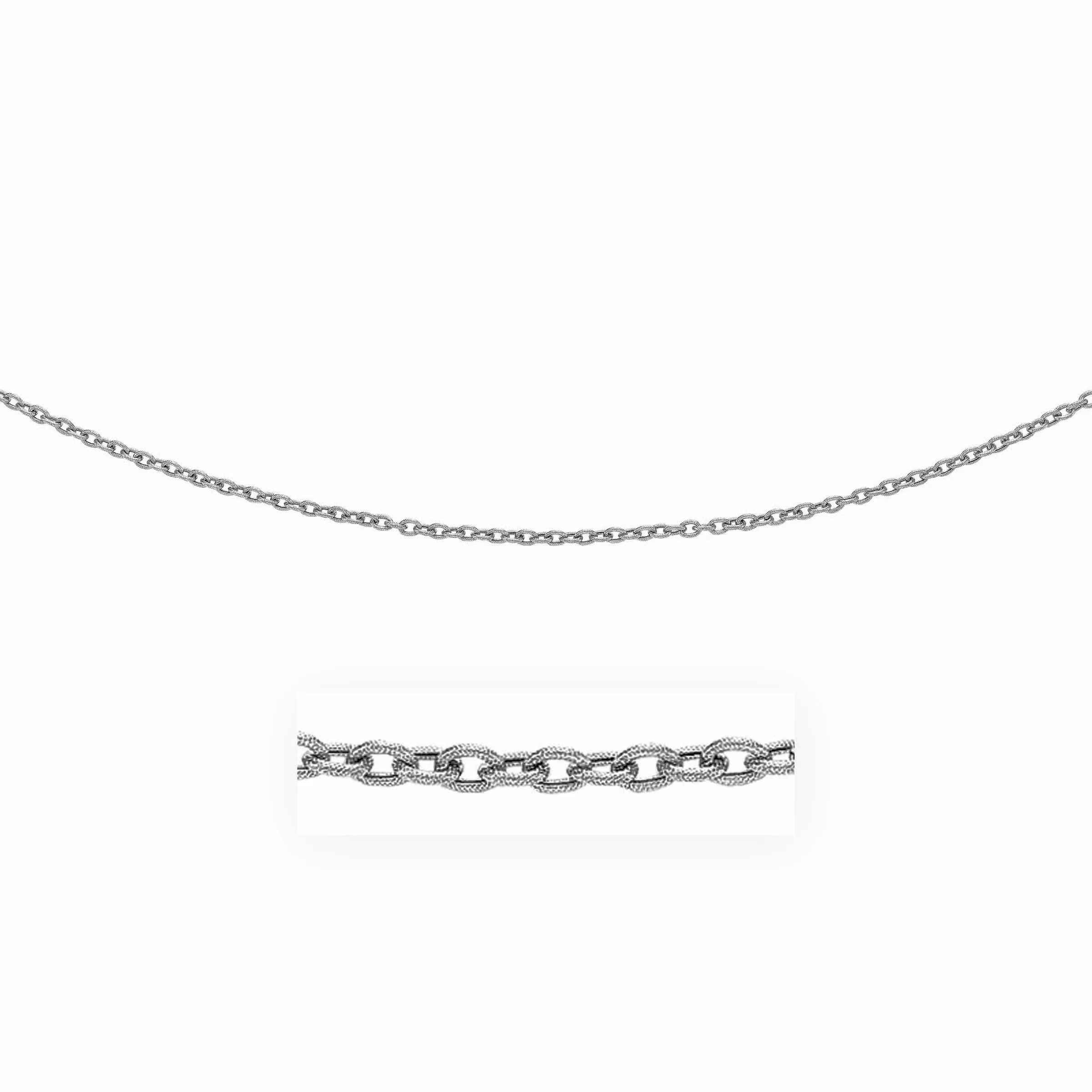 3.5mm 14k White Gold Pendant Chain with Textured Links-rx06546-16