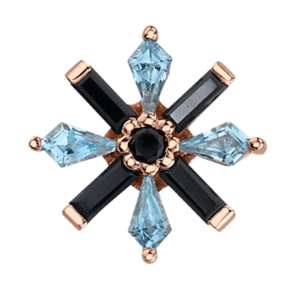 Akira Threaded End in Gold with Onyx & Swiss Blue Topaz'