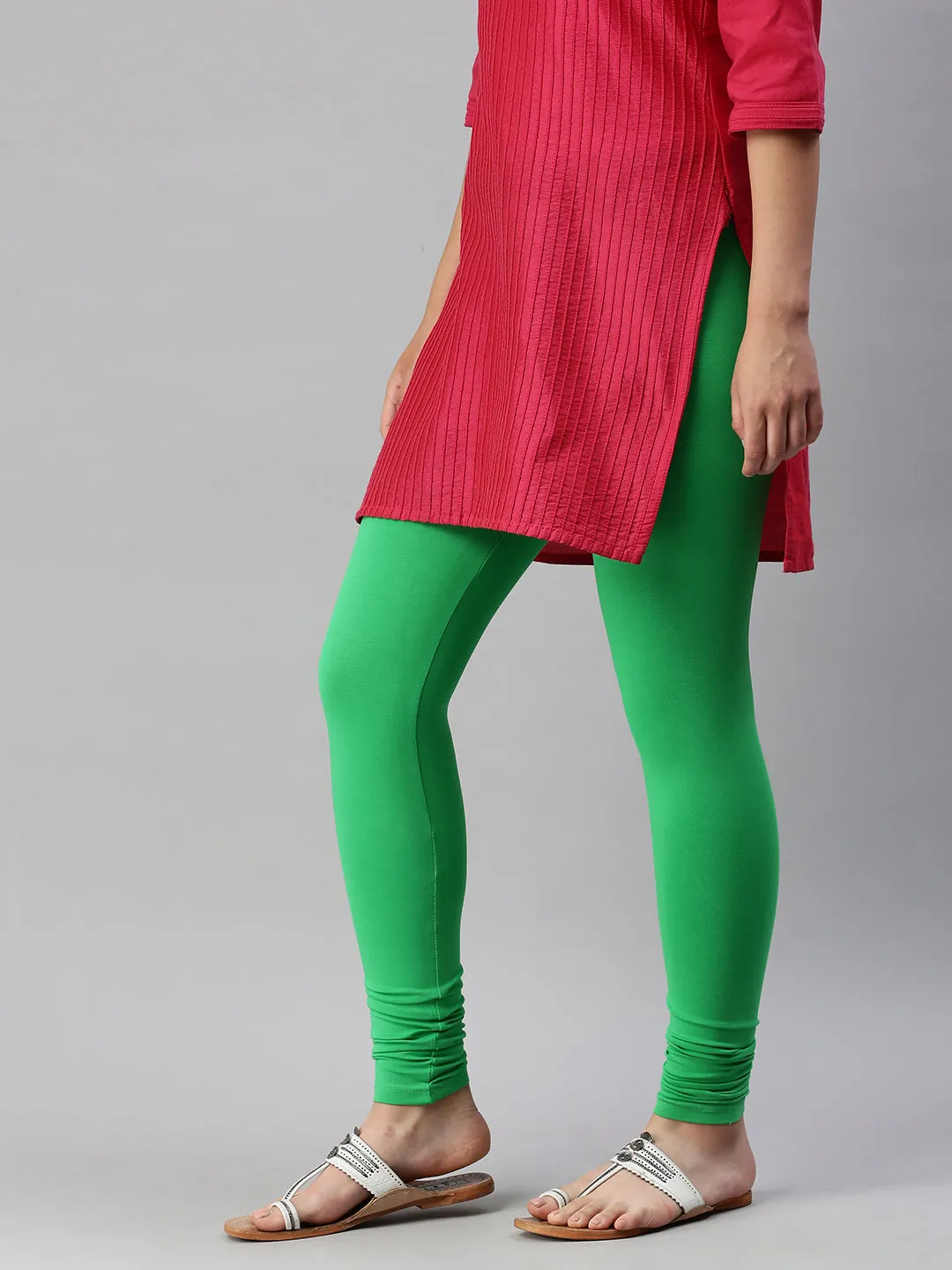 Ankle Length Leggings Cotton-Parrot Green