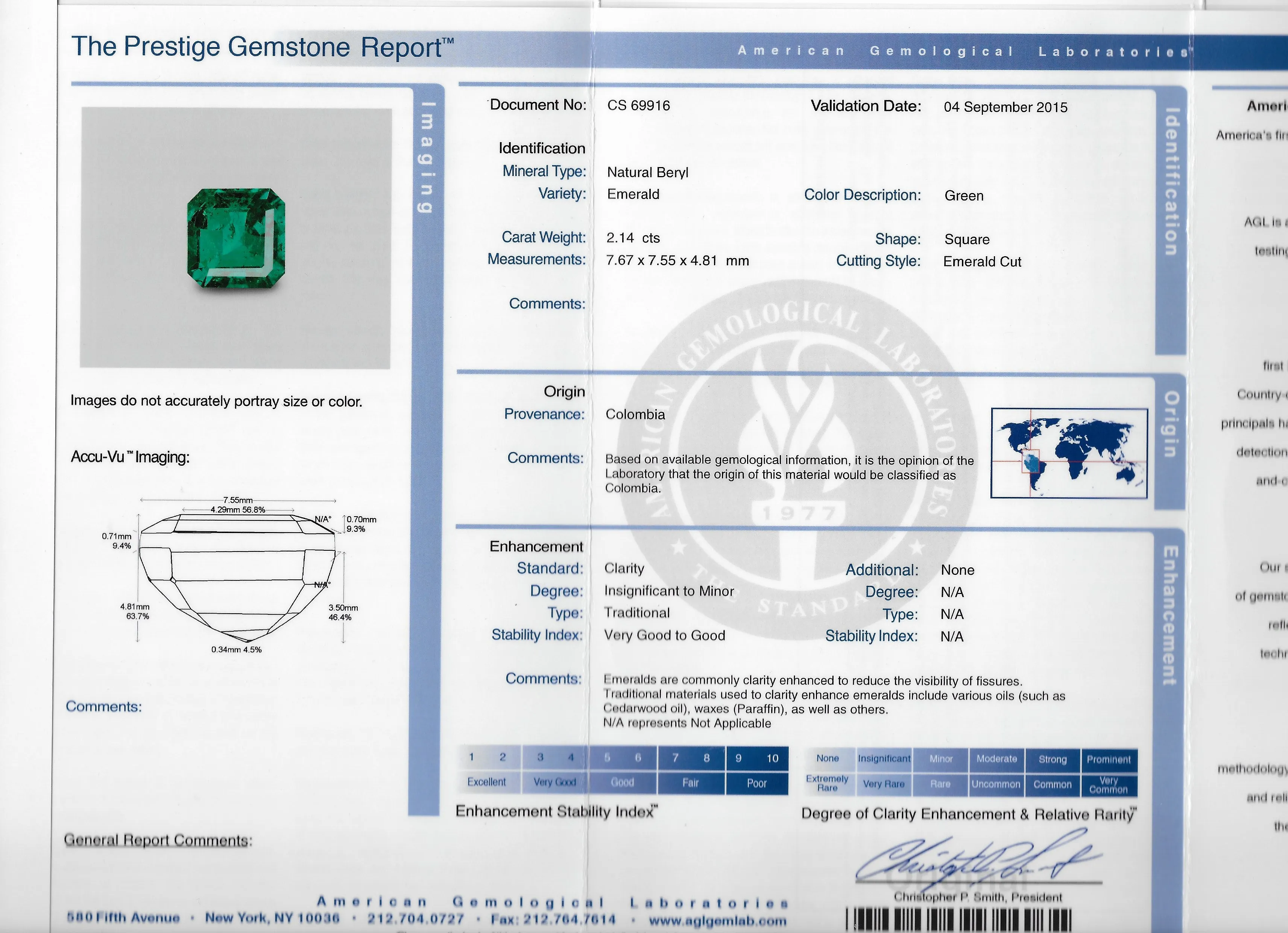 Art Deco 5.02 CTW Colombian Emerald Old European Cut Diamond Platinum Greek Key Three Stone Ring AGL