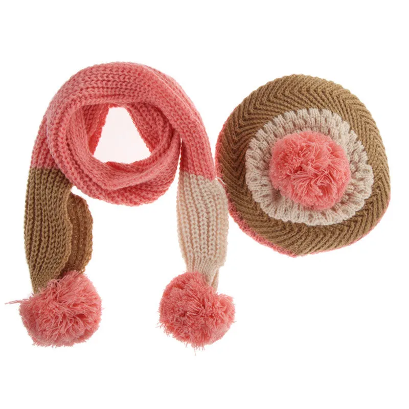 Baby Hat Scarf Children Baby Girls Babies Beanie Warm Knit Kids Hat Scarf