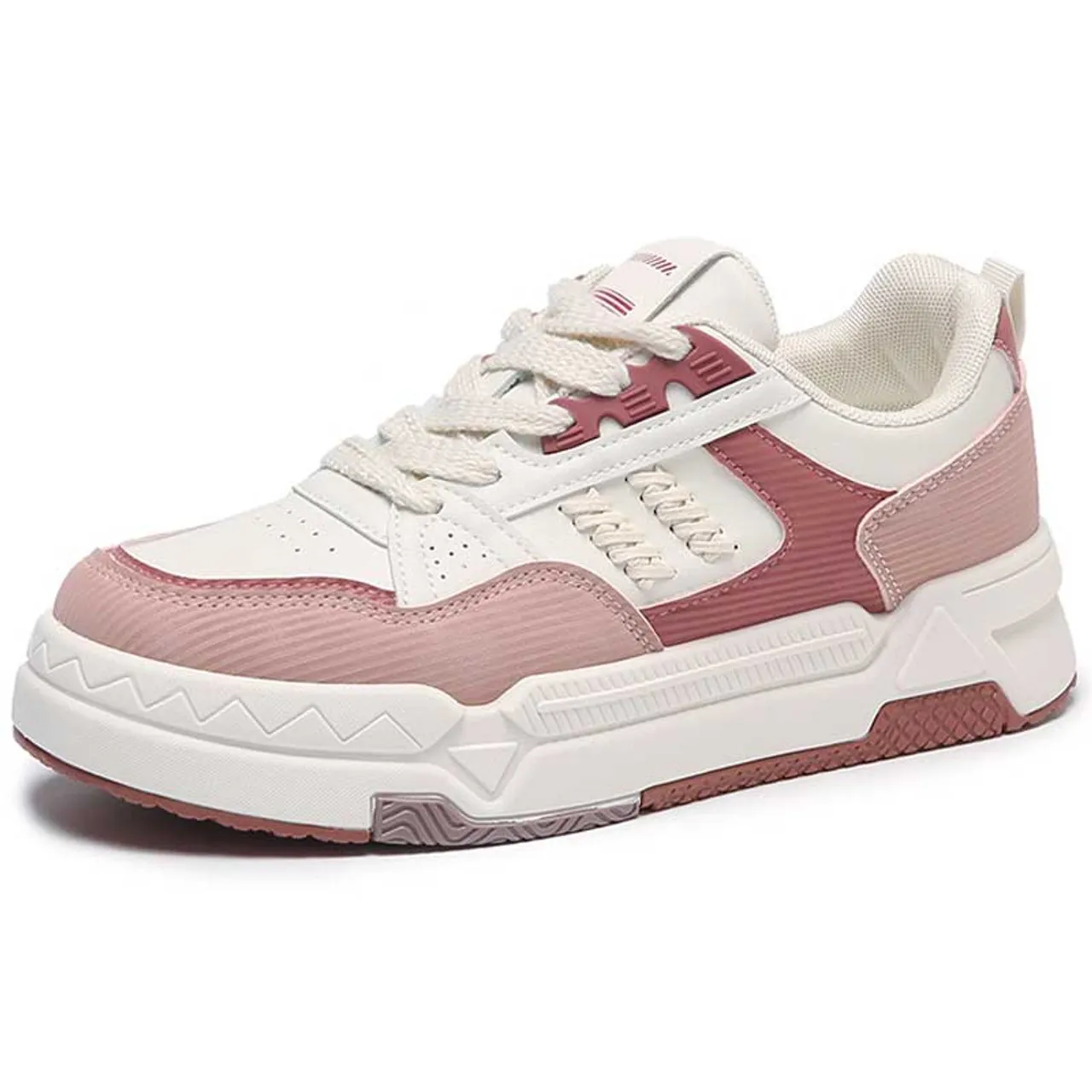 Beige pink mini strap accents casual shoe sneaker