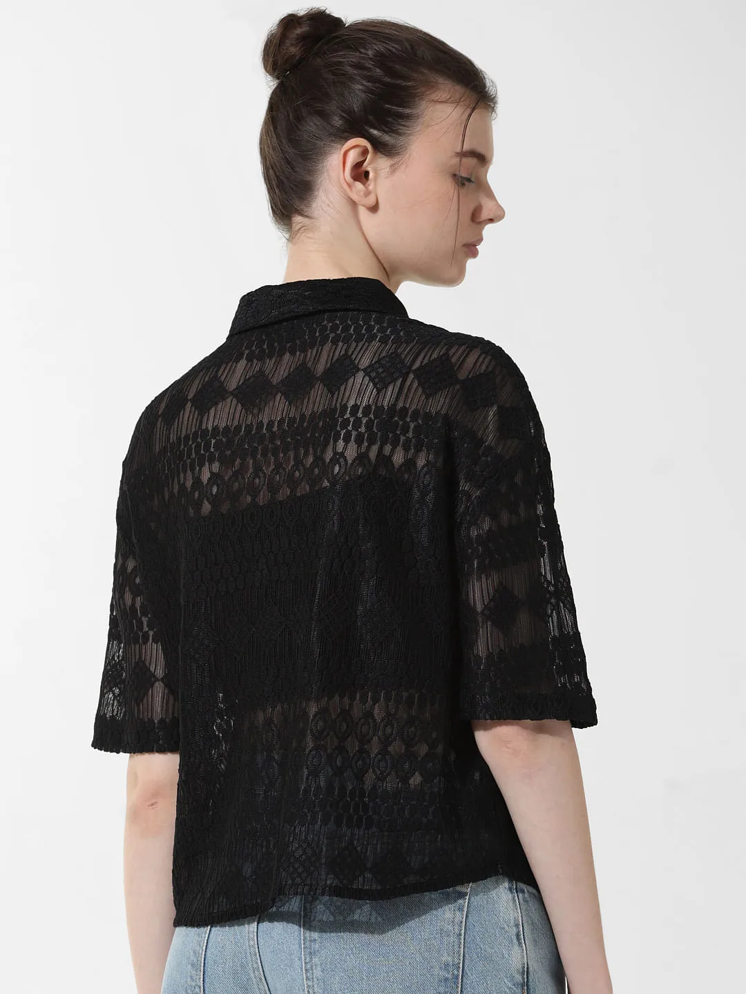 Black Lace Boxy Fit Shirt