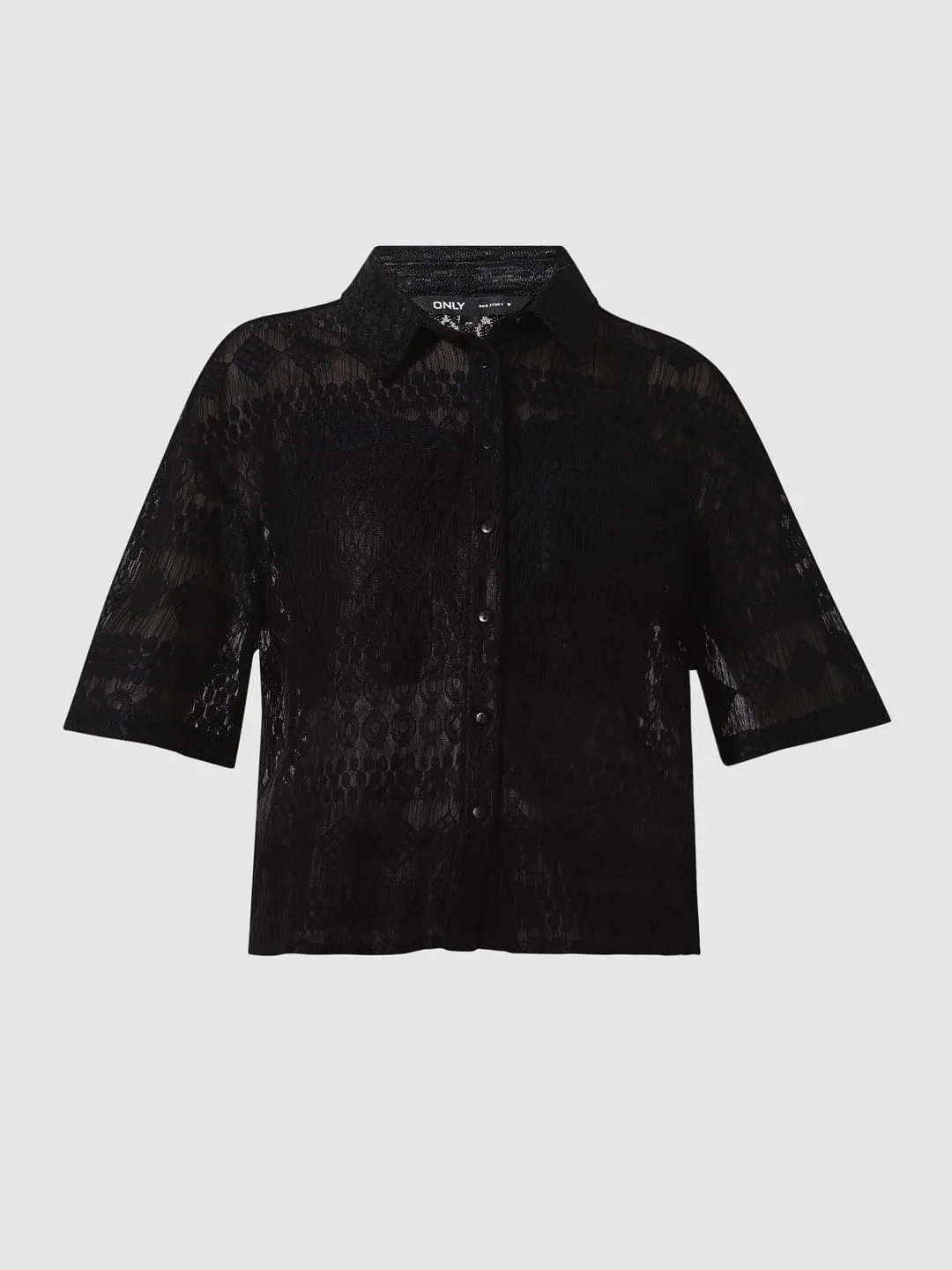 Black Lace Boxy Fit Shirt