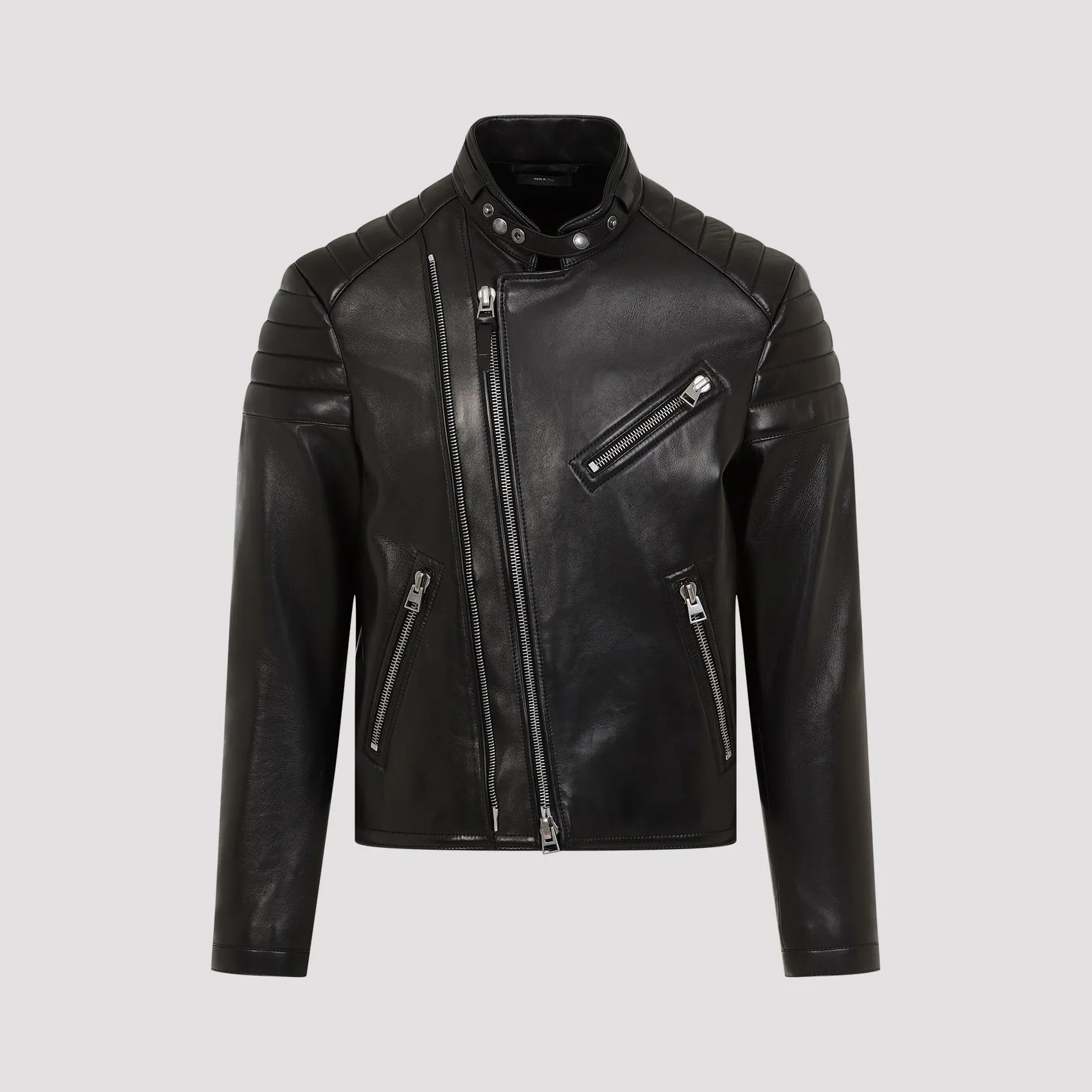 Black Lamb Leather Biker Jacket