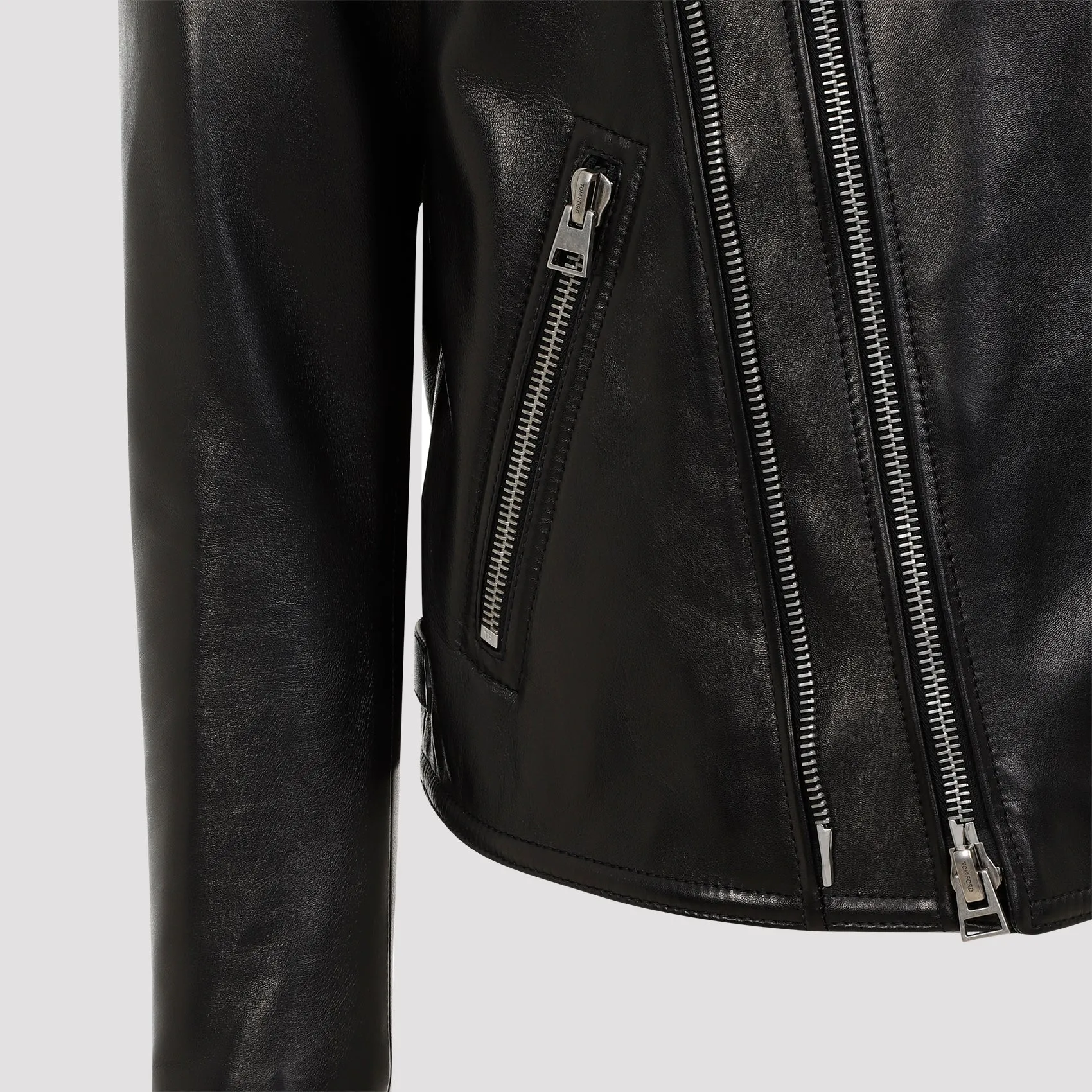 Black Lamb Leather Biker Jacket