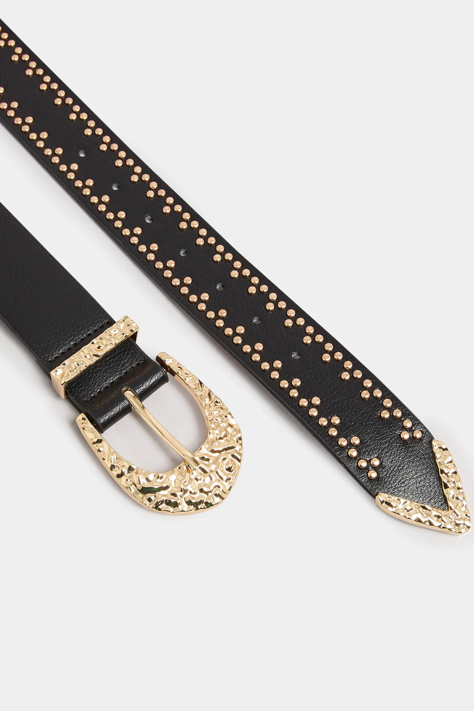 Black Studded Textured Buckle Belt