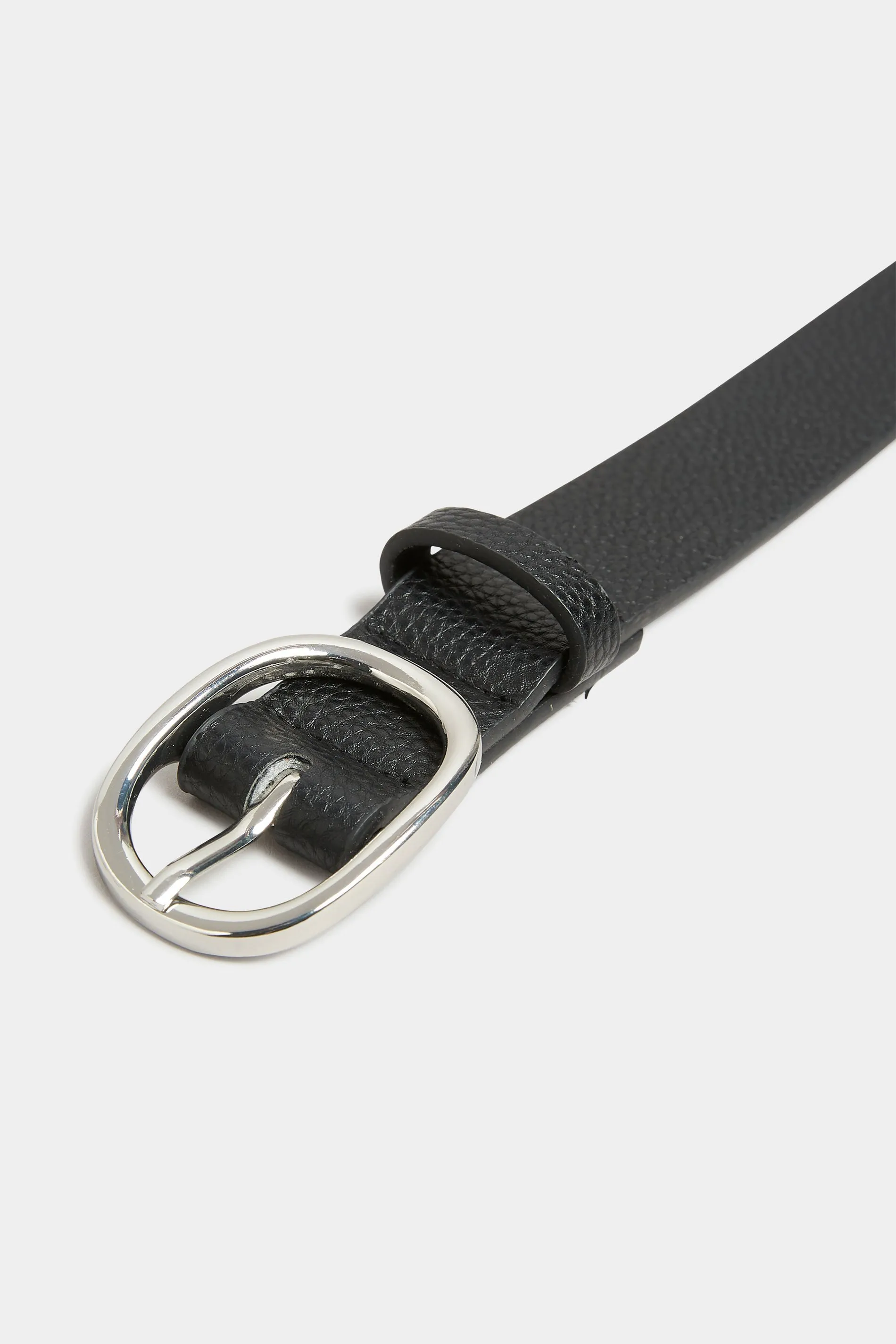 Black Textured Oval Buckle Belt