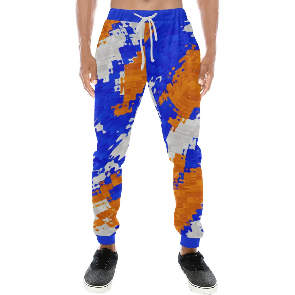 Blue and Orange All Over Print Light-Weight Men's Jogger Sweatpants (Non Fleece Lined)