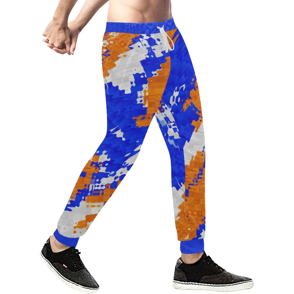 Blue and Orange All Over Print Light-Weight Men's Jogger Sweatpants (Non Fleece Lined)