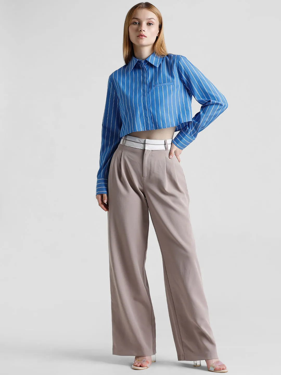 Blue Striped Boxy Fit Shirt