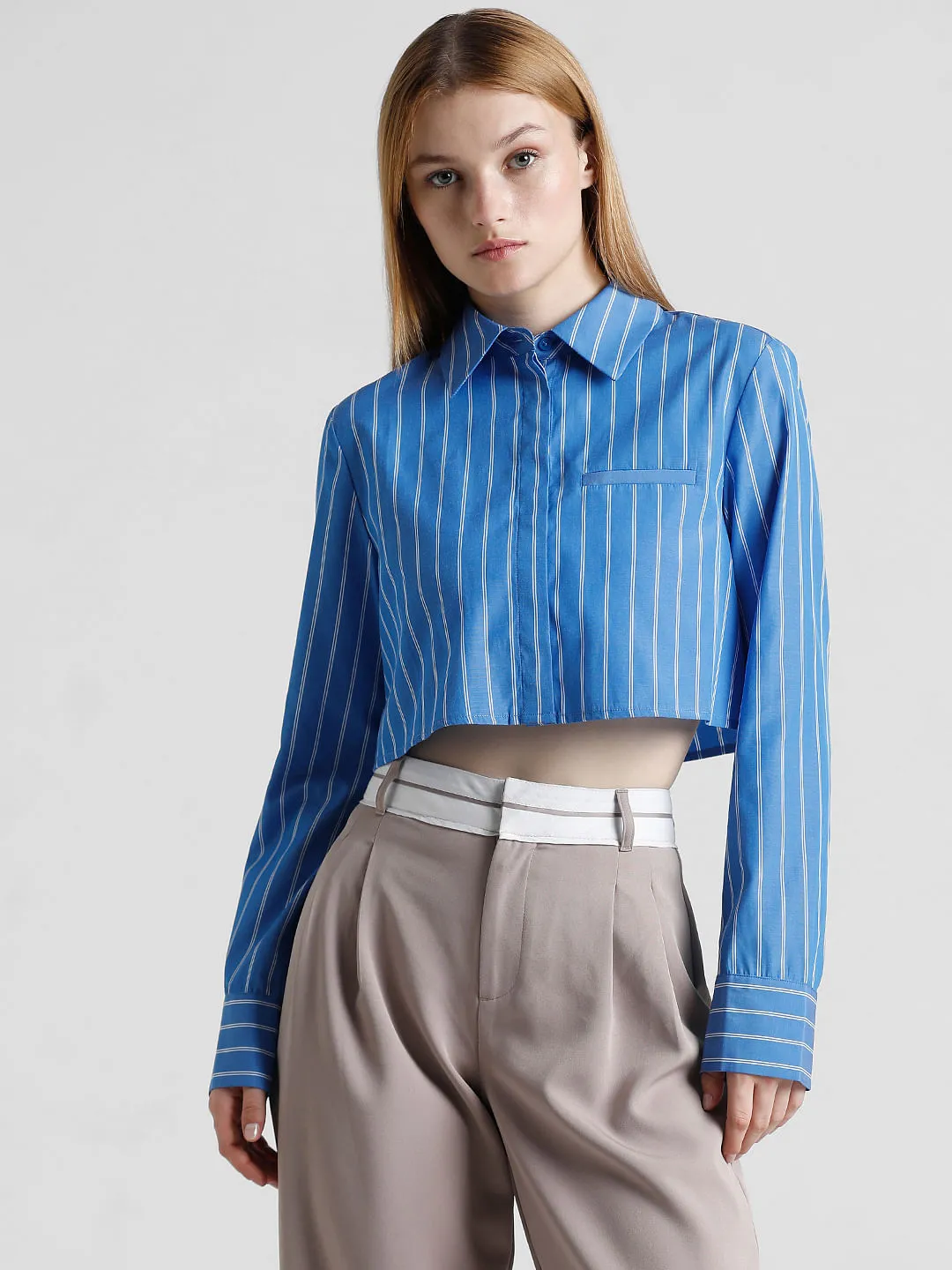 Blue Striped Boxy Fit Shirt