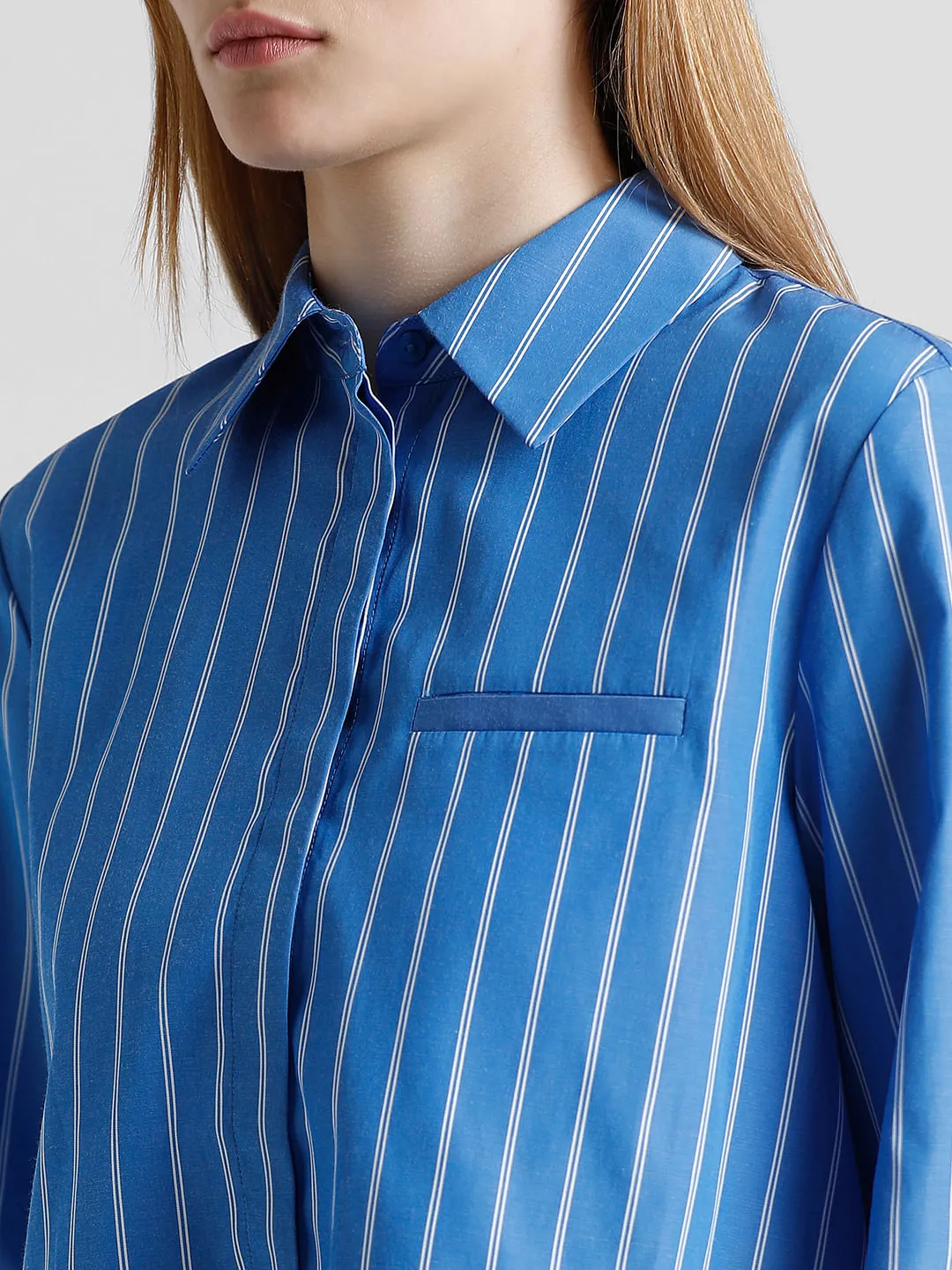 Blue Striped Boxy Fit Shirt