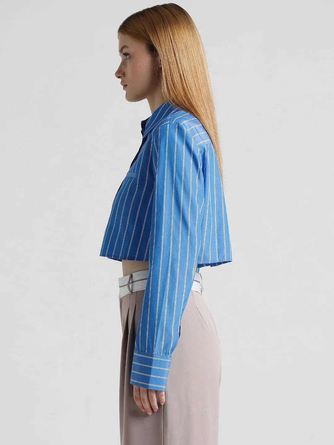 Blue Striped Boxy Fit Shirt