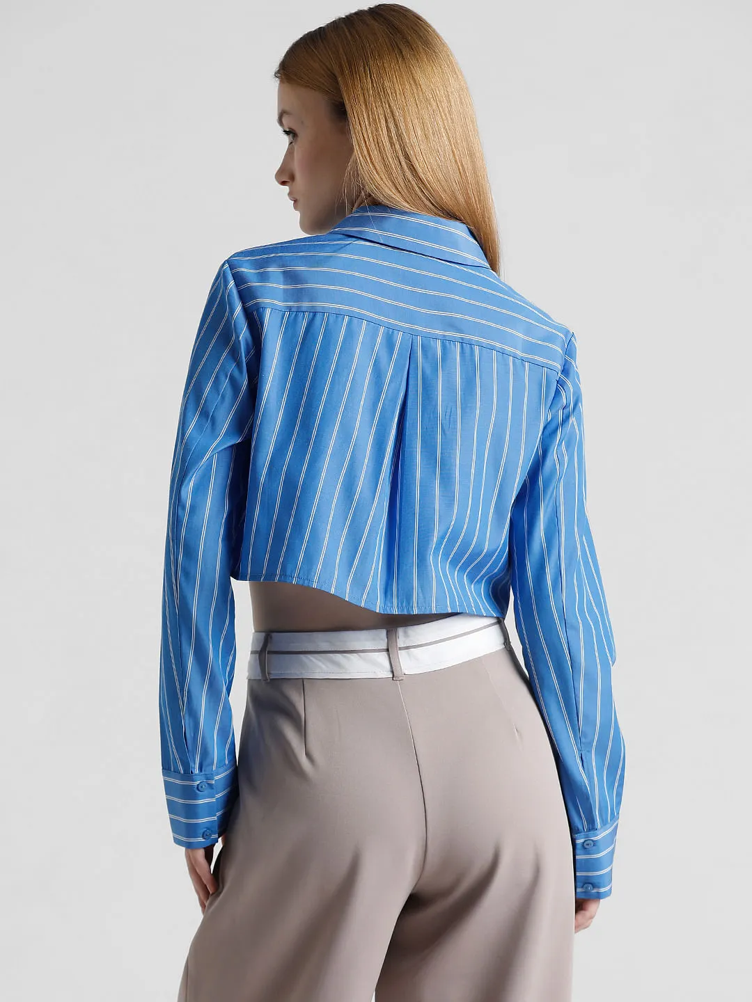 Blue Striped Boxy Fit Shirt