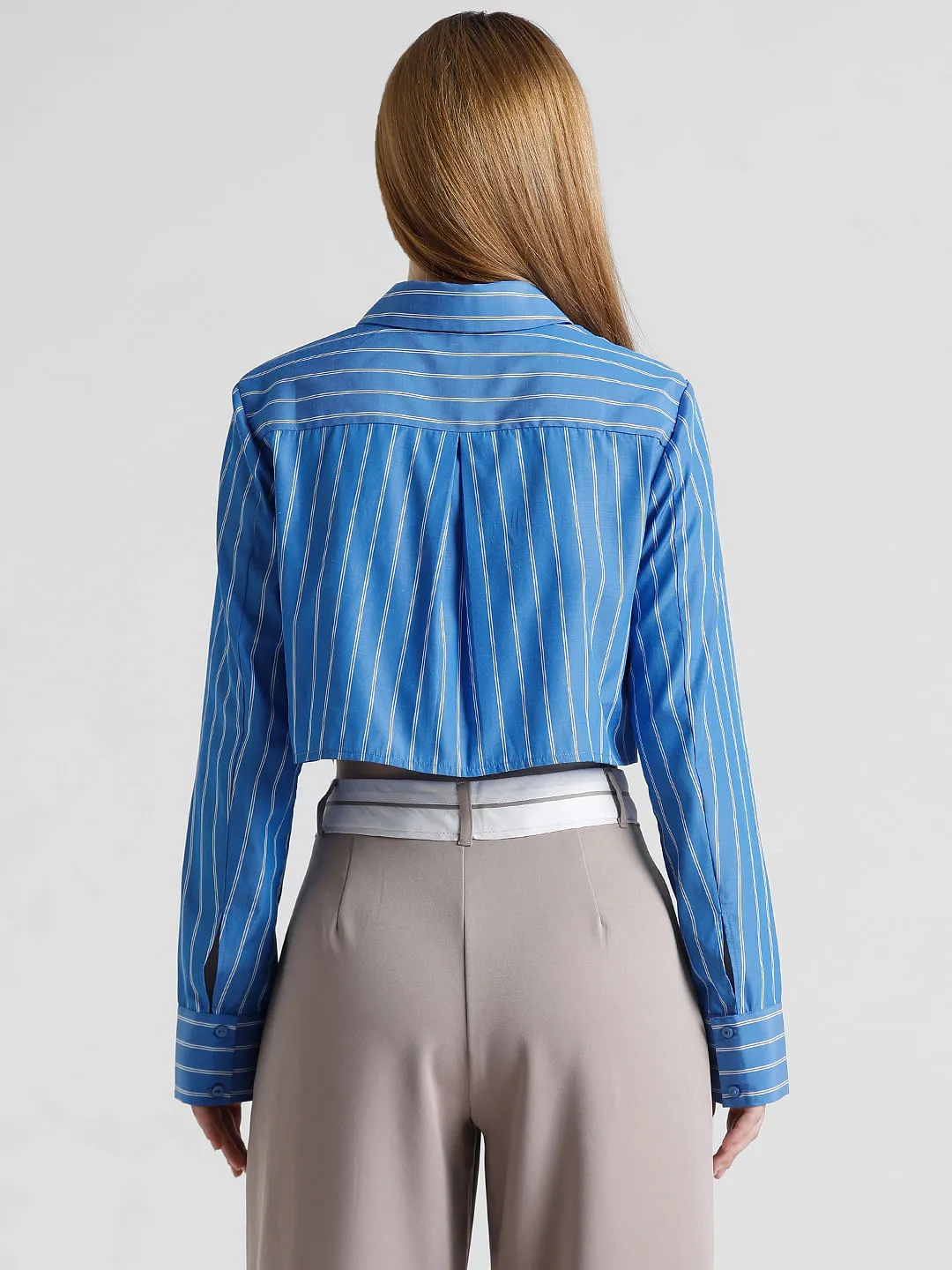 Blue Striped Boxy Fit Shirt