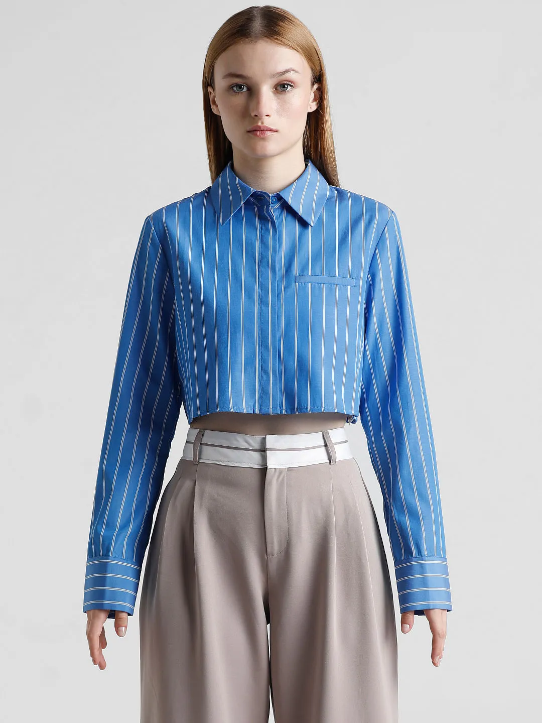 Blue Striped Boxy Fit Shirt