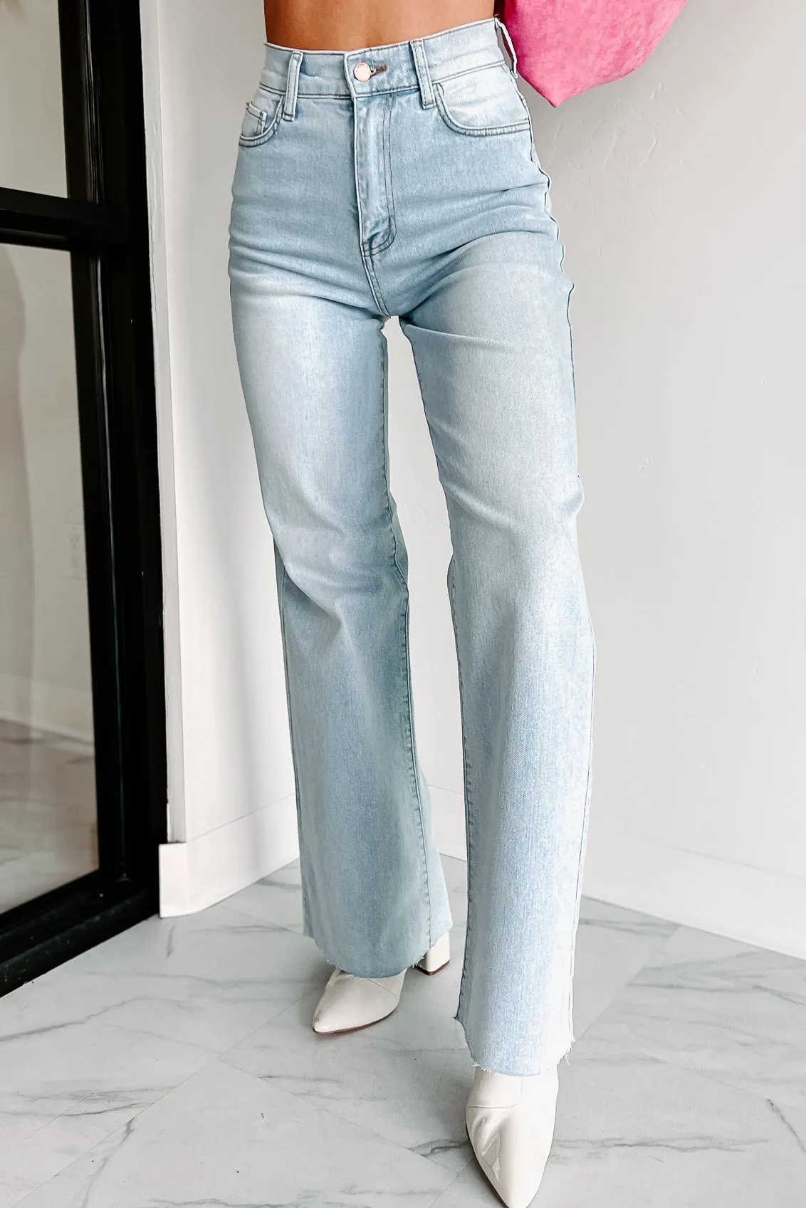 Building A Legacy High Waisted Wide Leg Jeans (Light Stone)