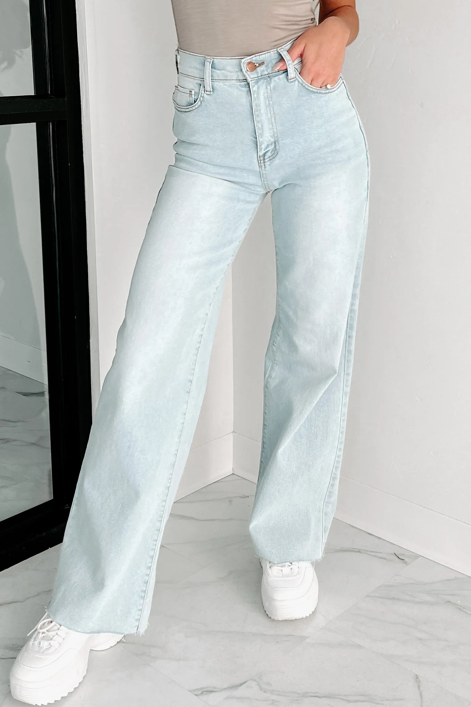 Building A Legacy High Waisted Wide Leg Jeans (Light Stone)