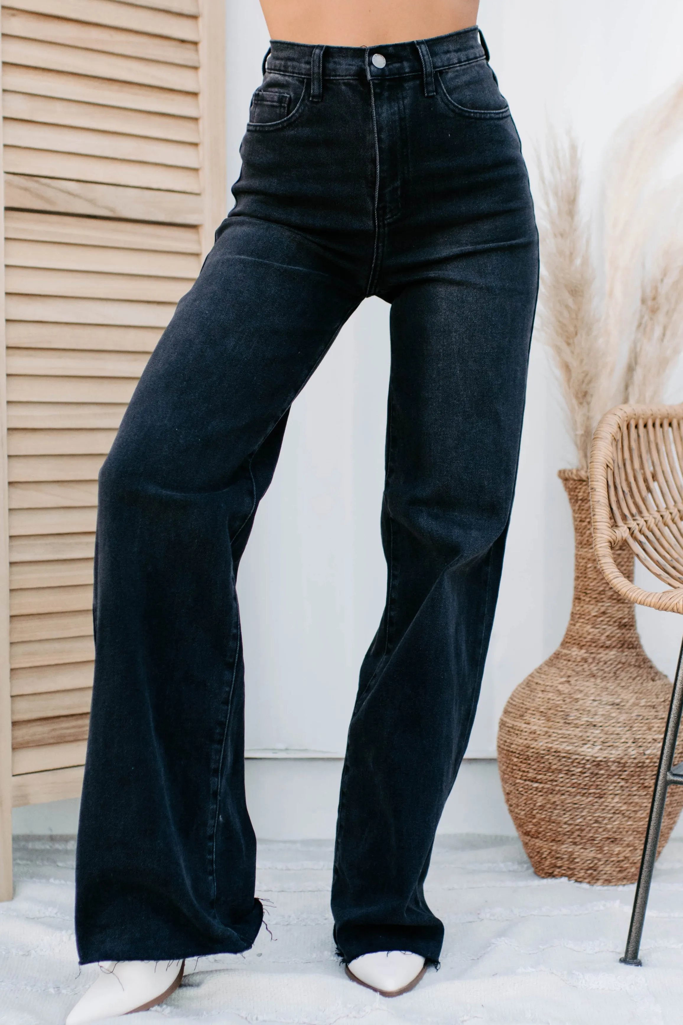 Building A Legacy High Waisted Wide Leg Jeans (Vintage Black)