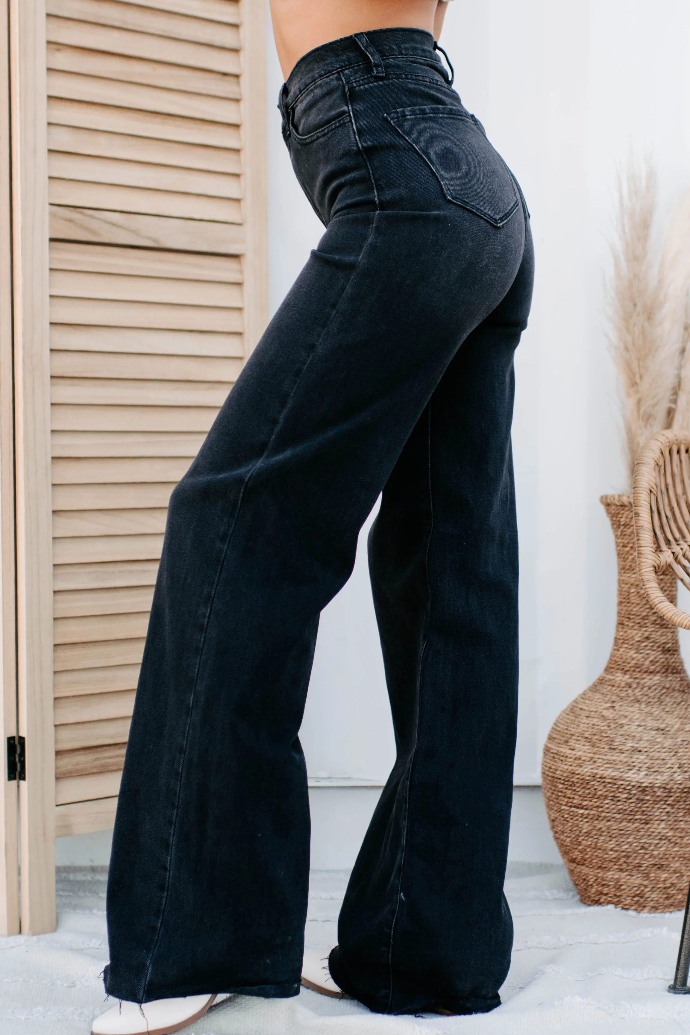 Building A Legacy High Waisted Wide Leg Jeans (Vintage Black)