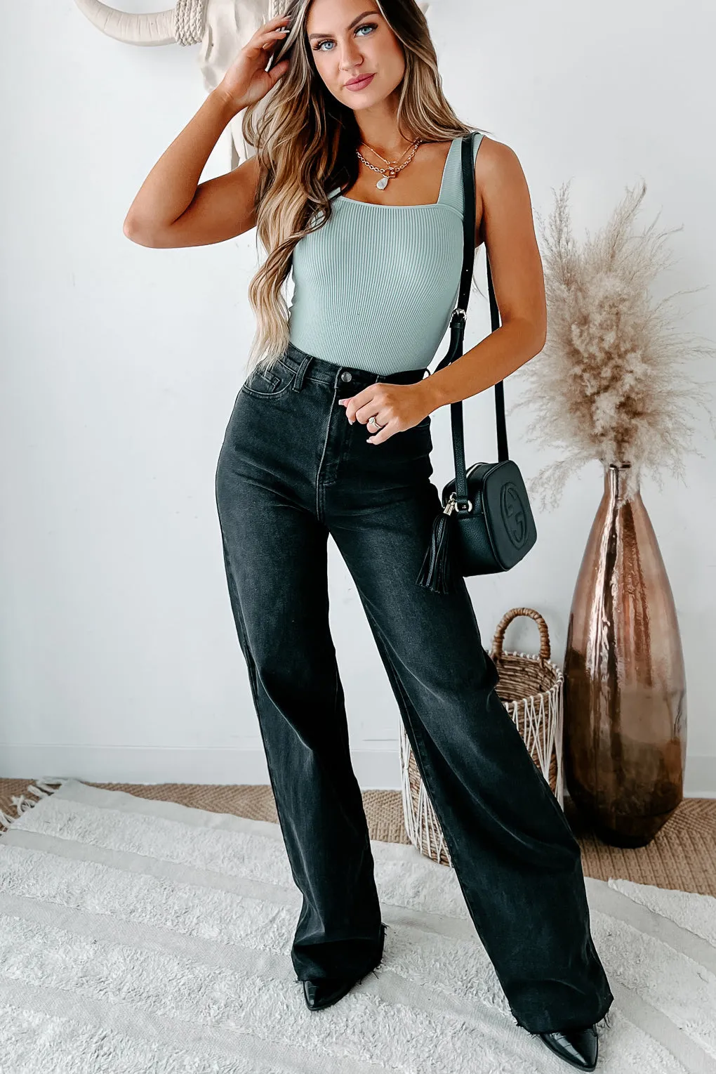 Building A Legacy High Waisted Wide Leg Jeans (Vintage Black)