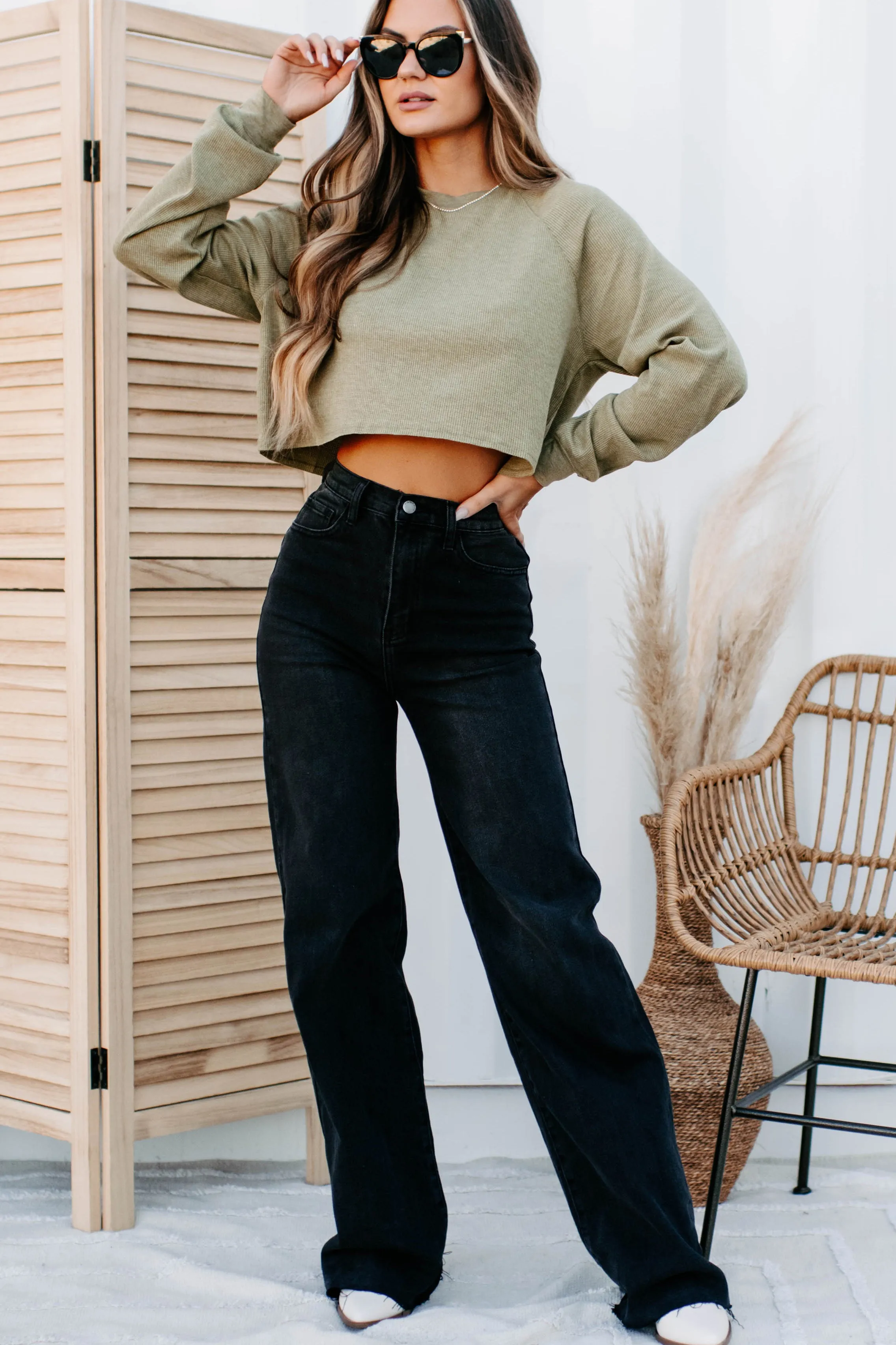 Building A Legacy High Waisted Wide Leg Jeans (Vintage Black)