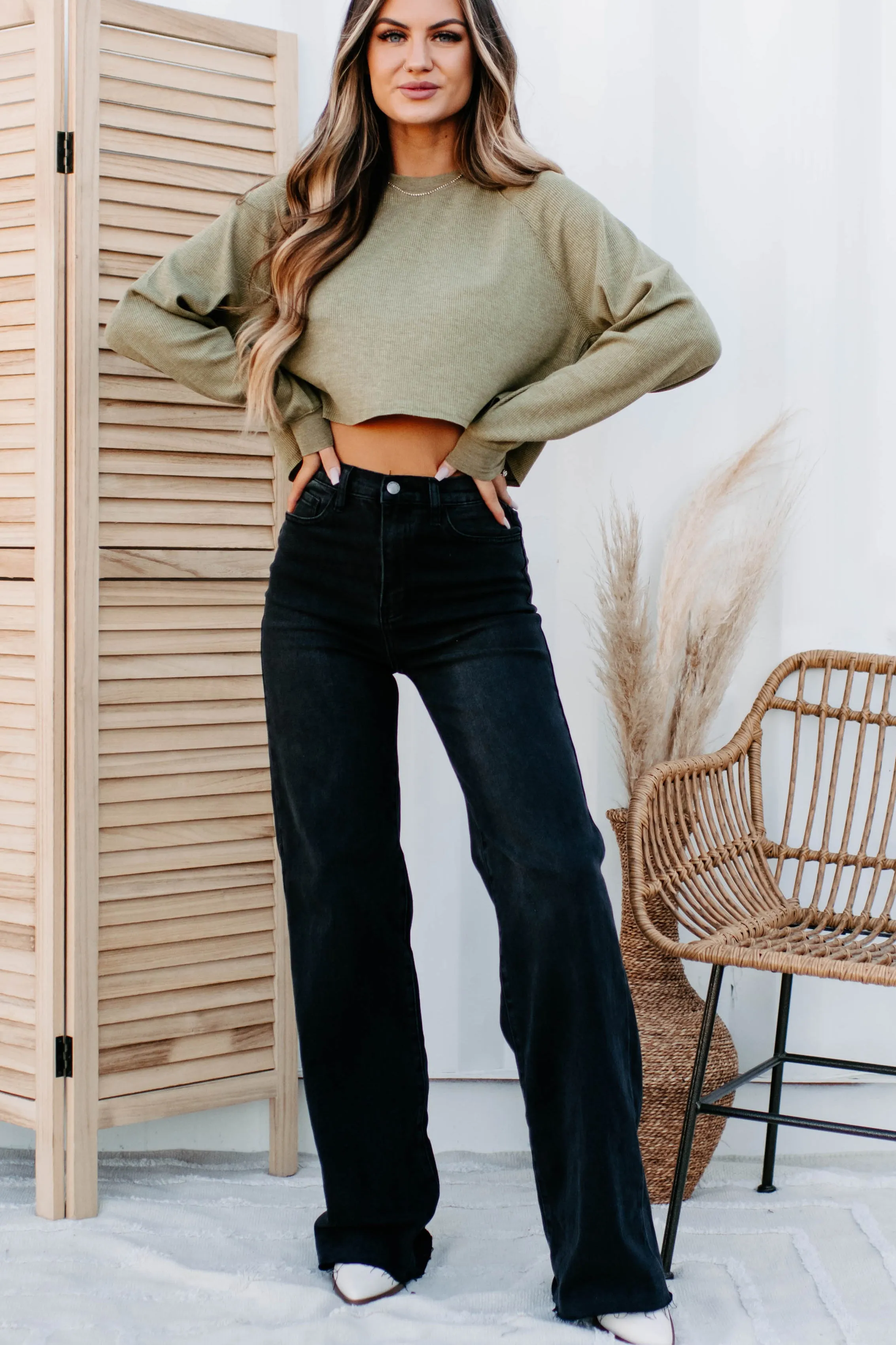 Building A Legacy High Waisted Wide Leg Jeans (Vintage Black)