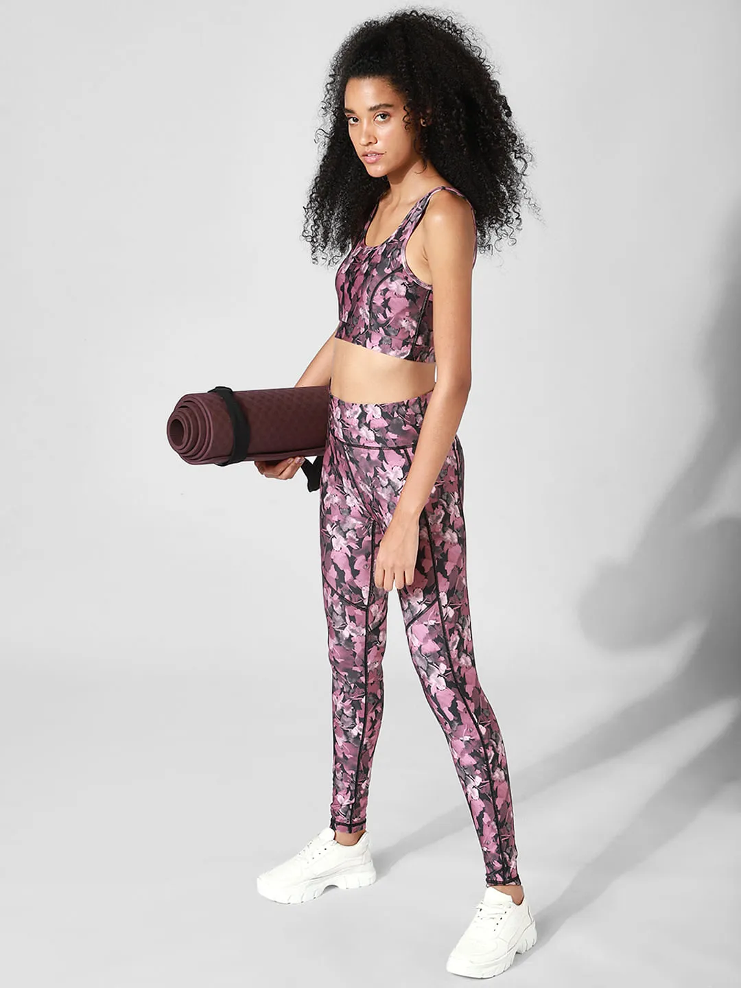 Buy Black Floral Co-ord Sports Bra For Women Online