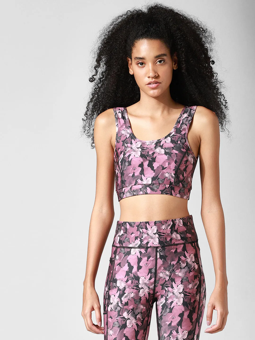 Buy Black Floral Co-ord Sports Bra For Women Online