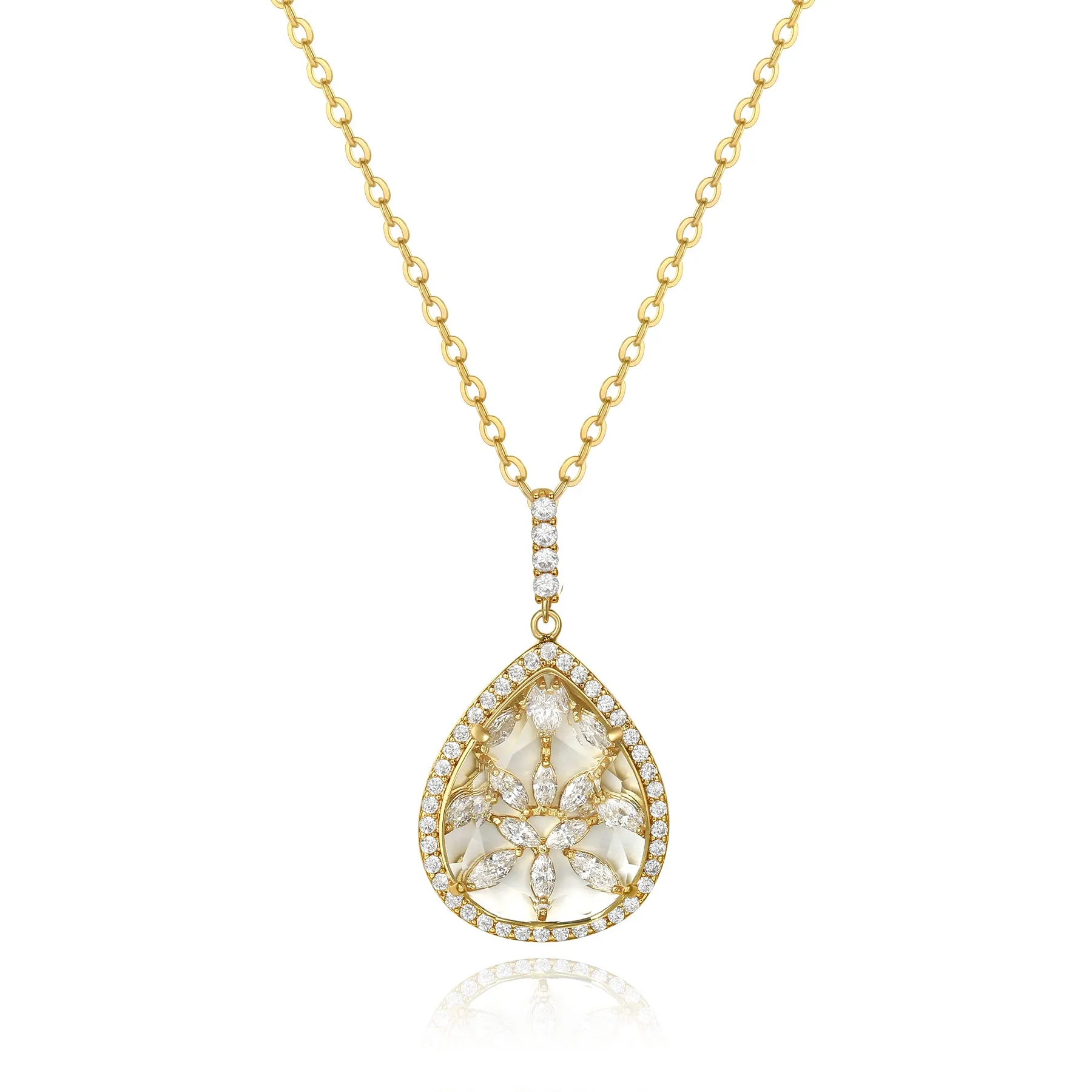 Calista Gold Clear Stone with CZ Backing Pendant