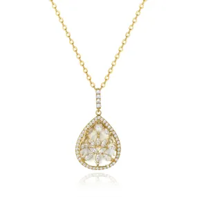 Calista Gold Clear Stone with CZ Backing Pendant