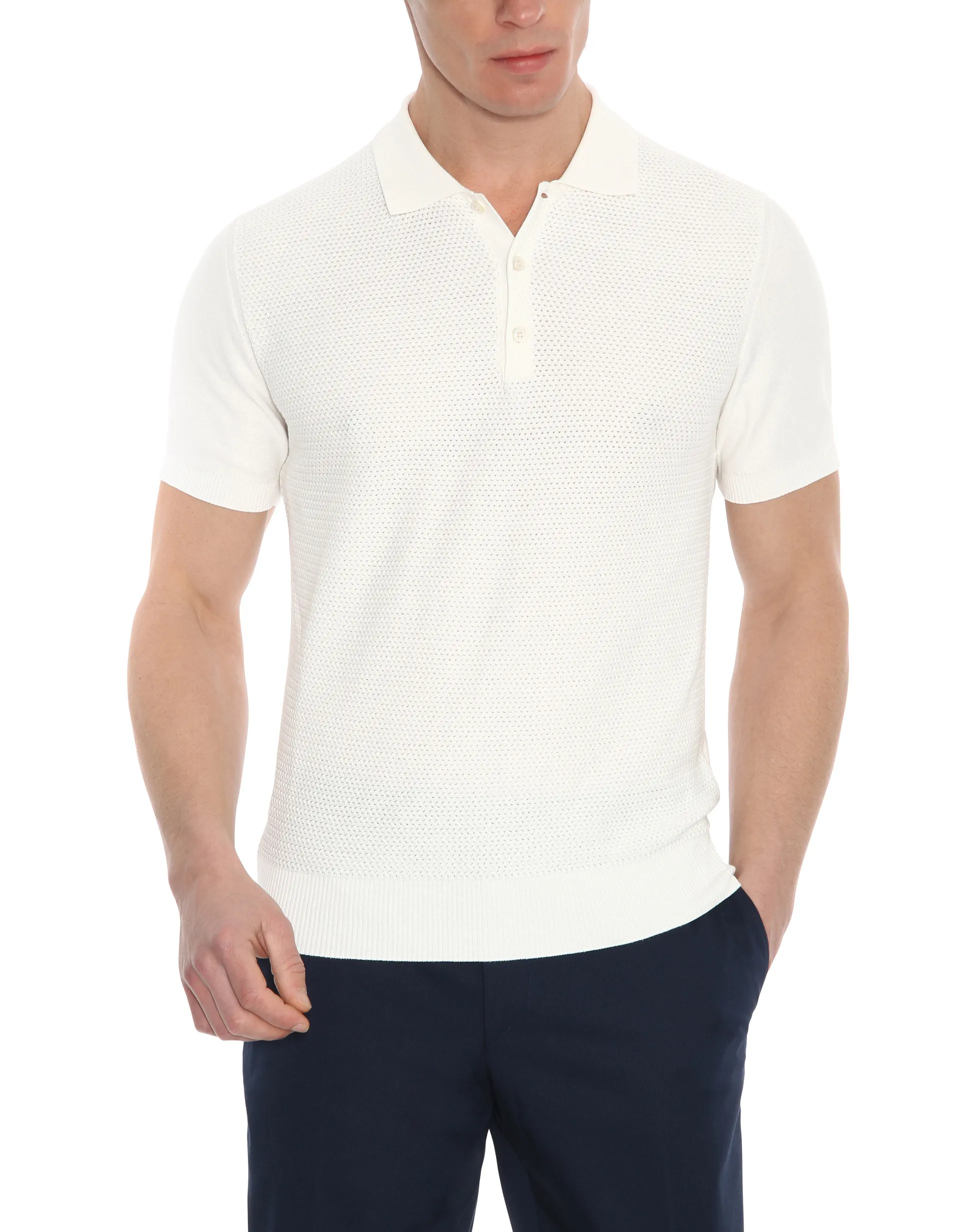 CANALI Premium Cotton Knit Polo White