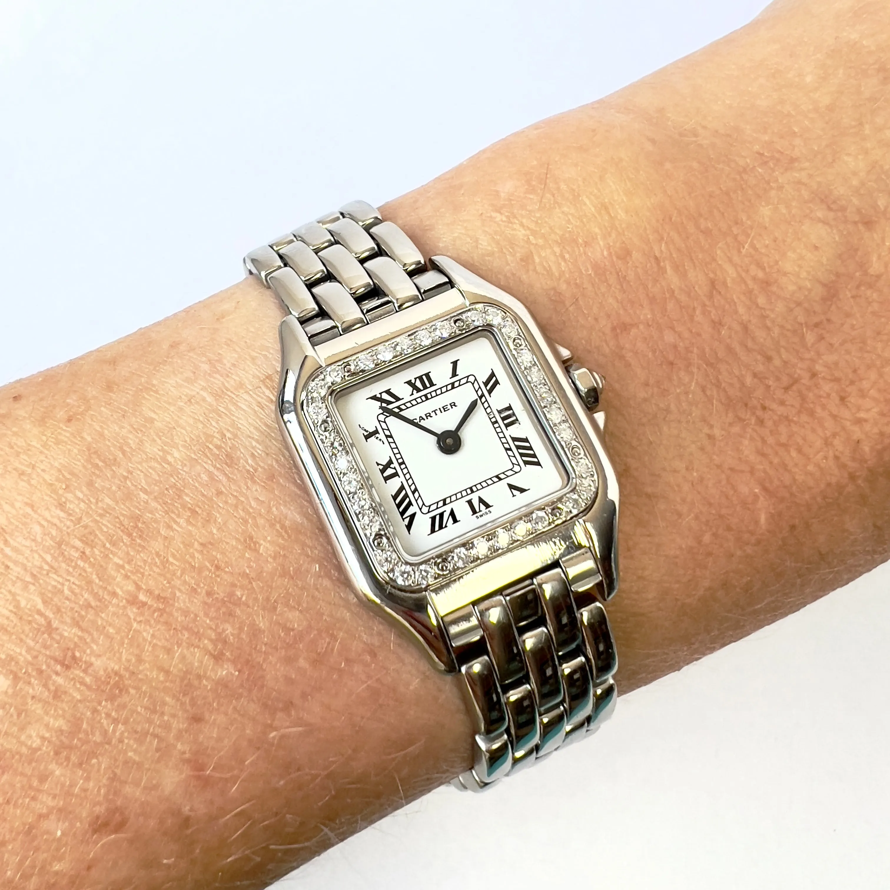 CARTIER PANTHERE 23mm Quartz Steel 0.47TCW DIAMOND Watch