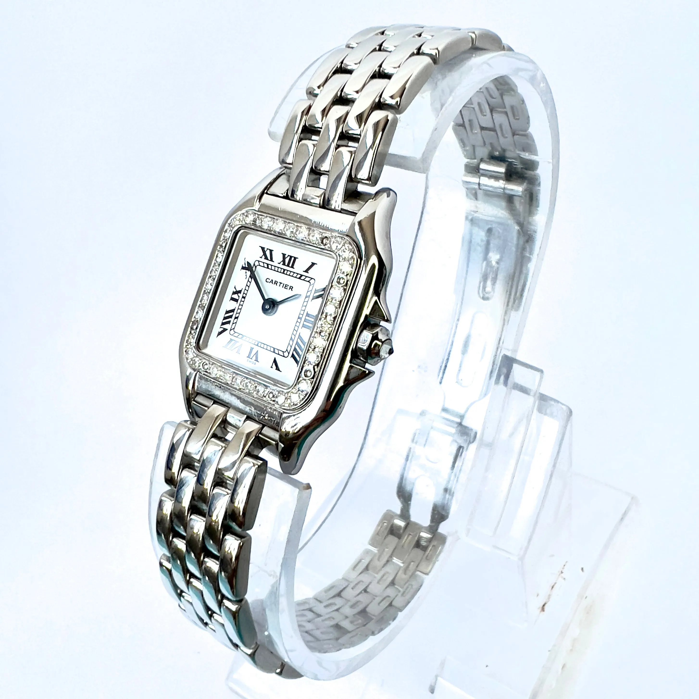 CARTIER PANTHERE 23mm Quartz Steel 0.47TCW DIAMOND Watch