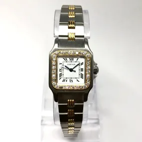 CARTIER SANTOS GALBEE 24mm Automatic 2 Tone Watch Diamond Bezel