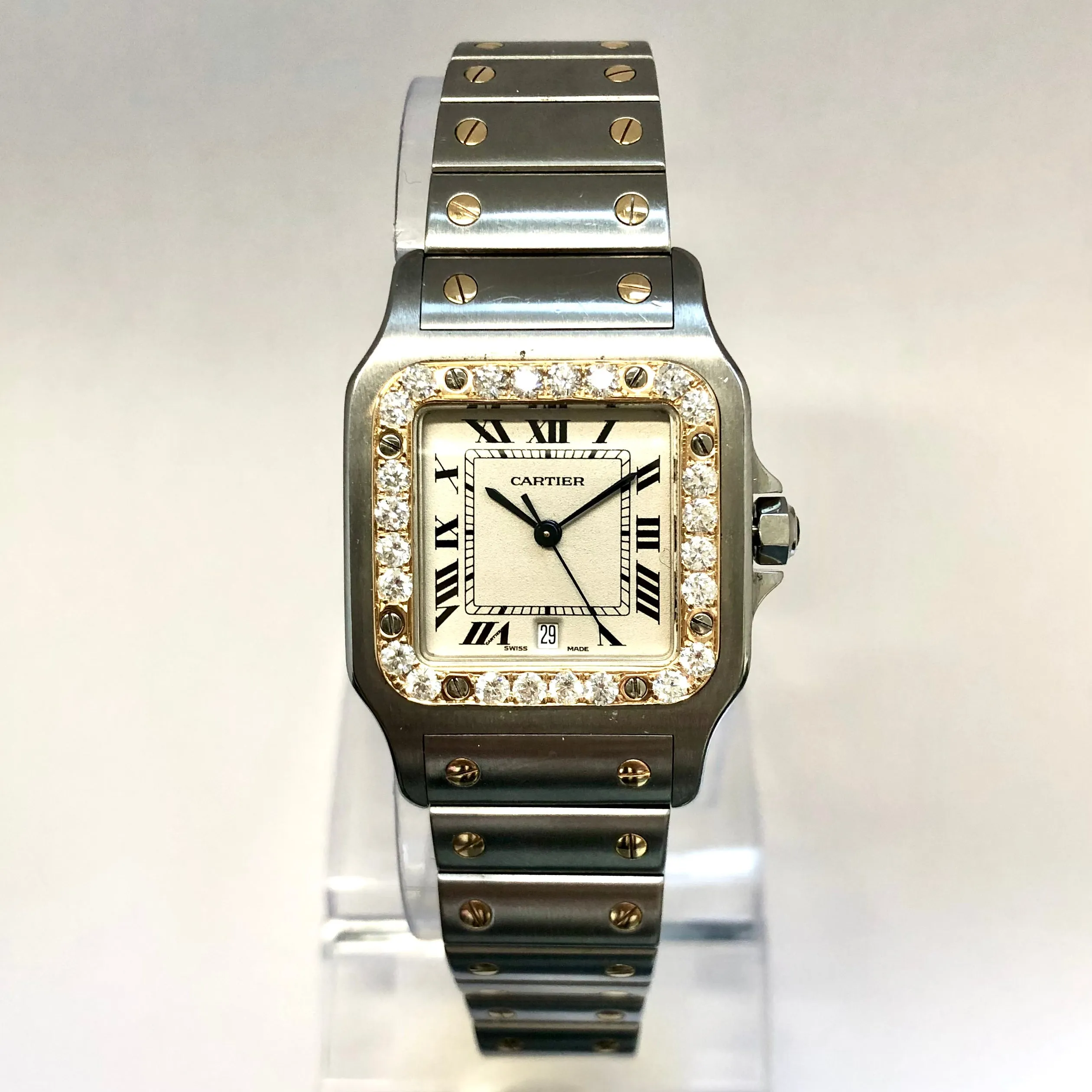 CARTIER SANTOS GALBEE 29mm Quartz 2 Tone 0.85TCW Diamond Watch