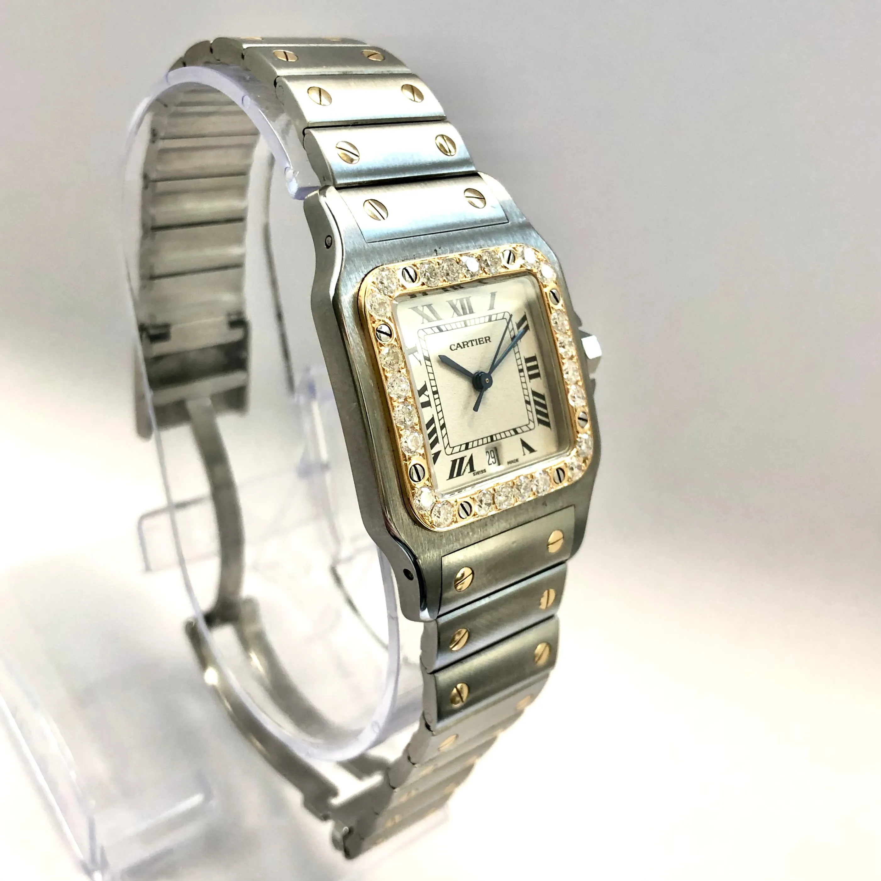 CARTIER SANTOS GALBEE 29mm Quartz 2 Tone 0.85TCW Diamond Watch